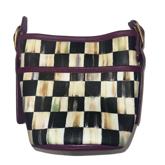 MacKenzie-Childs Purple and Black Checkered Crossbody Bag - Picture 2 of 13